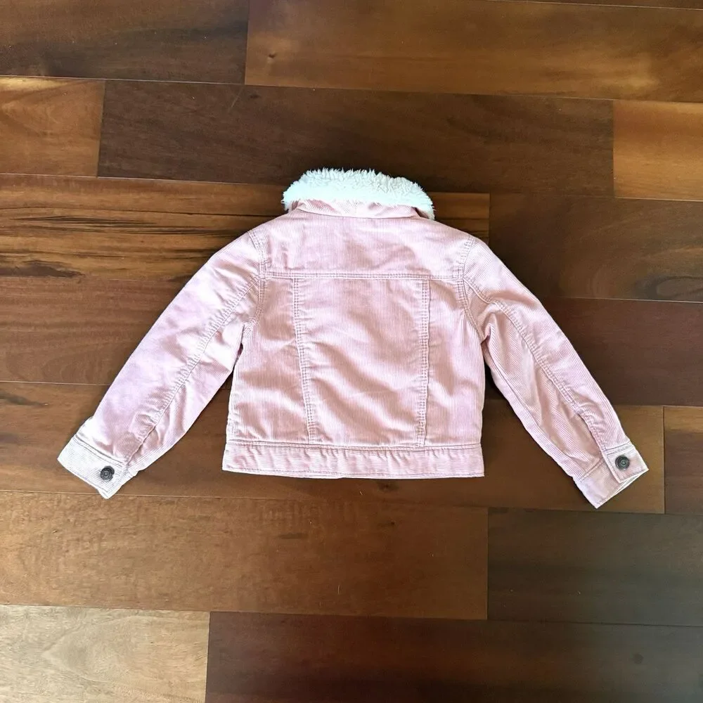 OshKosh Bgosh Toddler Girls 2T Pink Corduroy Jacket with Sherpa Collar